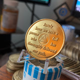 2 Year Founders AA Medallion Red Gold Plated Sobriety Chip