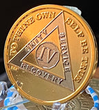 4 Year AA Medallion Bi-Plate Gold and Nickel Plated Sobriety Chip