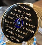 6 Year AA Medallion Blue Sapphire Crystal Sobriety Chip