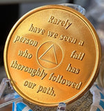 4 Year AA Founders Medallion Red Gold Plated Sobriety Chip