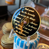 50 Year AA Medallion Black Tri-plate Sobriety Chip Rainbow Crystal