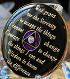 5 Year AA Medallion Purple Rainbow Crystal Sobriety Chip