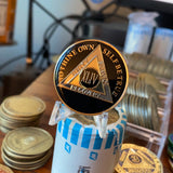44 Year Classic Black AA Medallion Tri-plate Sobriety Chip
