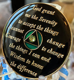6 Year AA Medallion Green Transition Crystal Sobriety Chip Swarovski Crystals