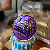 10 Year AA Medallion Purple Tri-plate Transition Crystal Sobriety Chip