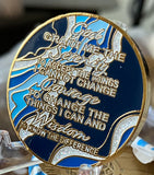 2 Year AA Medallion Elegant Navy Blue Marble Gold Sobriety Chip