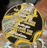 1 Year AA Medallion Elegant Black Goldrush Marble Gold Sobriety Chip