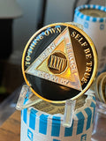 34 Year AA Medallion Black Tri-plate Sobriety Chip