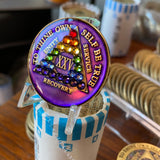 25 Year AA Medallion Purple Tri-plate Rainbow Crystal Sobriety Chip