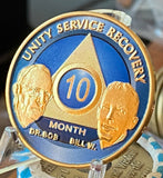 AA Founders Month Medallion Ocean Breeze Blue Gold Sobriety Chip