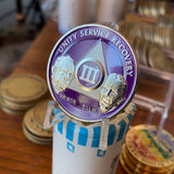 3 Year AA Founders Medallion Purple Nickel Sobriety Chip