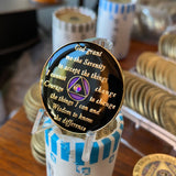 25 Year AA Medallion Purple Tri-plate Rainbow Crystal Sobriety Chip