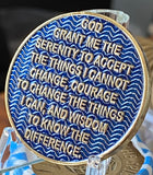 5 Year Sobriety Chip Reflex Dusty Blue Gold Plated Medallion For AA Members