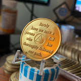 2 Year Founders AA Medallion Red Gold Plated Sobriety Chip
