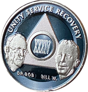34 Year AA Founders Medallion Titanium Nickel Bill and Bob Sobriety Chip