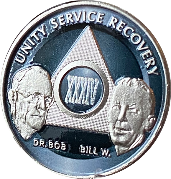 34 Year AA Founders Medallion Titanium Nickel Bill and Bob Sobriety Chip