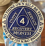 1 2 3 4 5 6 7 8 9 10 11 or 18 Month AA Medallion Antique Reflex Dusty Blue Sobriety Chip