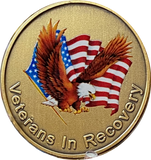Veterans In Recovery Eagle American Flag Medallion Serenity Prayer Chip…