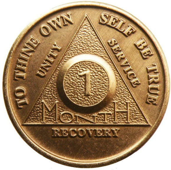 The 1 Month AA Medallion Celebrating 30 Days of Sobriety in Alcoholics Anonymous