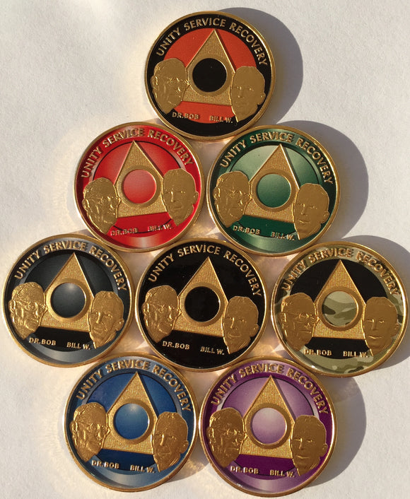 9 Year AA Sobriety Medallion - Personalized Antique Bronze Recovery Chip