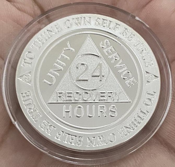 24 Hours AA Medallion 1 oz .999 Fine Silver Serenity Prayer