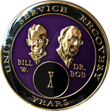 10 Year AA Founders Medallion Purple Tri-Plate Sobriety Chip Bill & Bob Coin