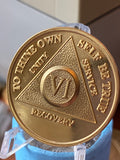 6 Year AA Medallion 24k Gold Plated Sobriety Chip