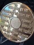 5 Year AA Medallion 22k Gold Plated Large 39mm Sobriety Chip