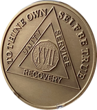 1 - 50 Year AA Medallion Premium Bronze Serenity Prayer Sobriety Chip