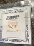 2020 Germania Allegories 1 Oz .999 Fine Silver Coin Italia
