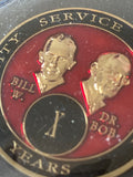 10 Year AA Founders Medallion Choose Blue or Red Tri-Plate Sobriety Chip Bill W Doctor Bob