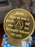 1 Year AA Founders Medallions Green Gold Plated Sobriety Chip