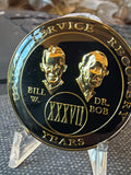 37 Year AA Founders Medallion Black Tri-plate Sobriety Chip Coin