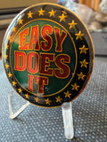 Easy Does It Blue Gold Sobriety Medallion Serenity Prayer Chip