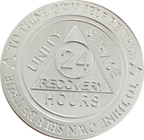 24 Hours AA Medallion 1 oz .999 Fine Silver Serenity Prayer Sobriety Chip