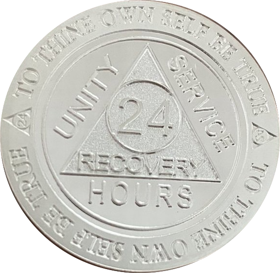 24 Hours AA Medallion .5 oz .999 Fine Silver Serenity Prayer Sobriety Chip