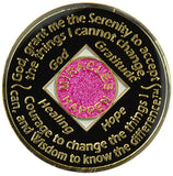 5 Year NA Style Clean Time Chip Pink Glitter Tri-Plate Medallion