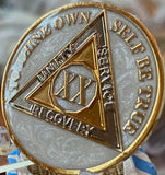 20 Year AA Medallion Opulent Pearl Tri-Plate Sobriety Chip