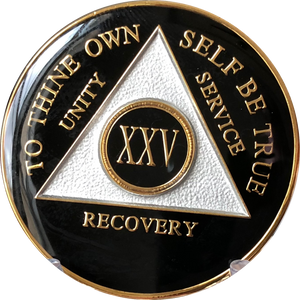 53 Year AA Medallion Black Tri-Plate Sobriety Chip