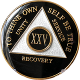 52 Year AA Medallion Black Tri-Plate Sobriety Chip