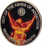 1 2 3 4 5 6 7 8 9 10 Year Out Of The Ashes Of Addiction Phoenix Rising From Flames Sobriety Chip