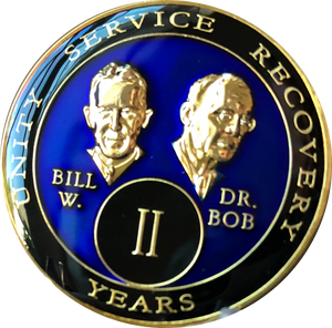 2 Year Founders AA Medallion Blue Bill & Bob Tri-Plate Sobriety Chip