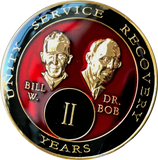 2 Year Founders AA Medallion Red Bill & Bob Tri-Plate Sobriety Chip
