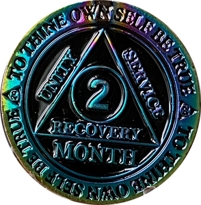 2 Month AA Medallion Rainbow Plated Sobriety Chip