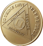 2 Year AA Medallion Large 39mm Premium Bronze Serenity Prayer Sobriety Chip