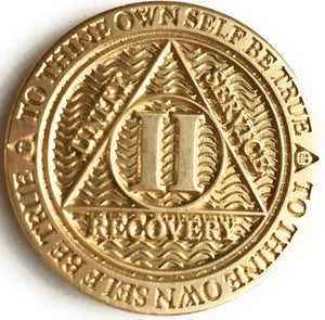 2 Year Reflex Bronze AA Medallion Antique Or Clean Finish Sobriety Chip