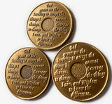 1 2 and 3 Year AA Medallions Set of 3 Bronze Sobriety Chips