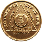 3 Month AA Medallion Bronze 90 Day Sobriety Chip