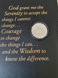 AA Big Book Cover Vinyl Leather Feel Medallion Holder Serenity Prayer Black Color