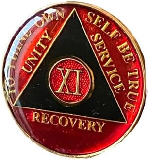 1 - 40 Year AA Medallion Red and Black Tri-Plate Sobriety Chip